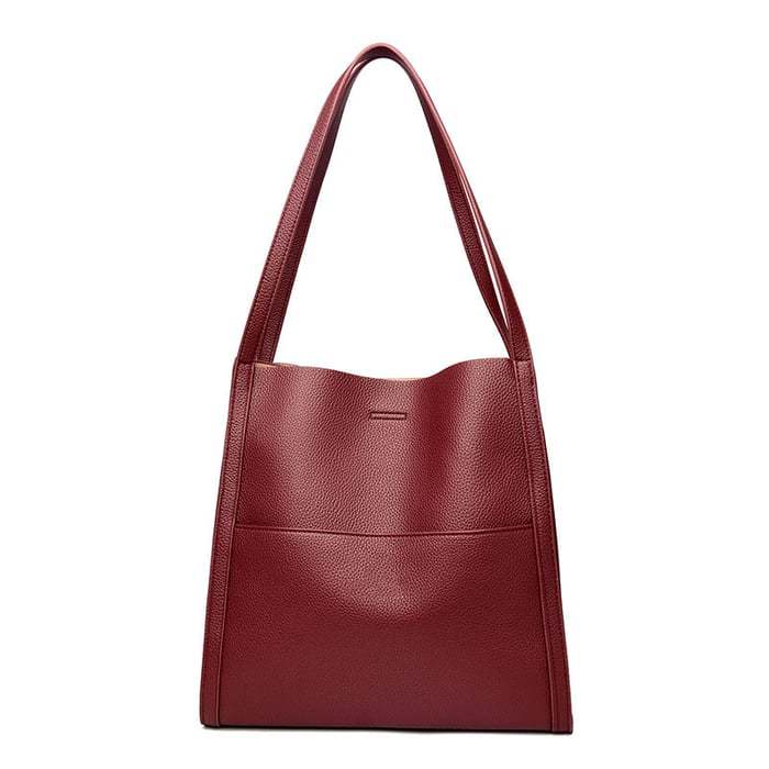 ⏰Solid color genuine leather shoulder bag