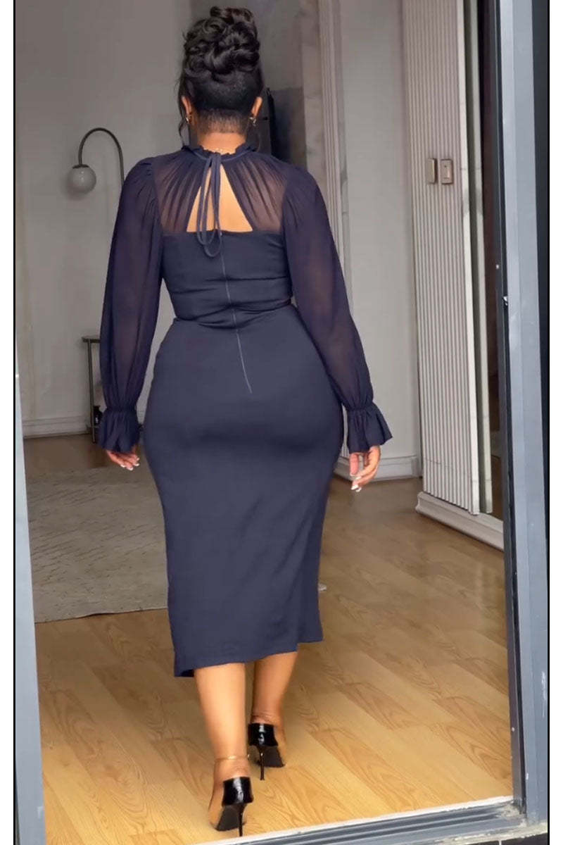 Women's Button-Down Maxi Dress | Slim Fit with High Waist & Elegant Cut-Out Detail