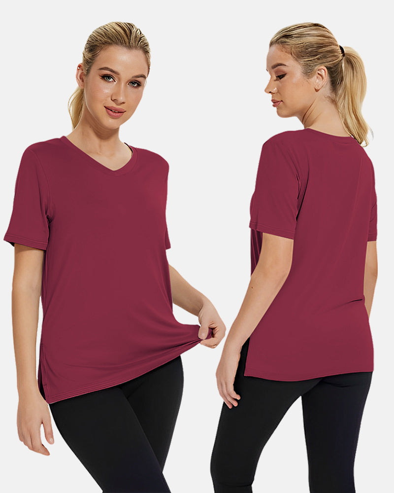 Women's Plus Size Basic Short Sleeve V-Neck T-Shirts