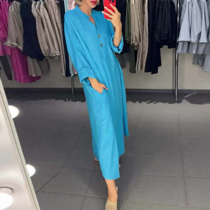 Ruocoo - Women's long shirt dress with pockets