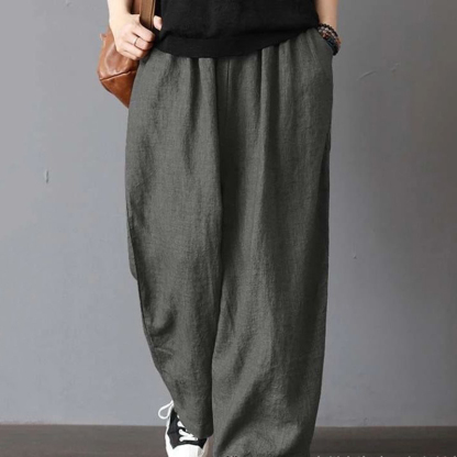 Vintage Elastic Waist Drawstring Pocket Loose Pants
