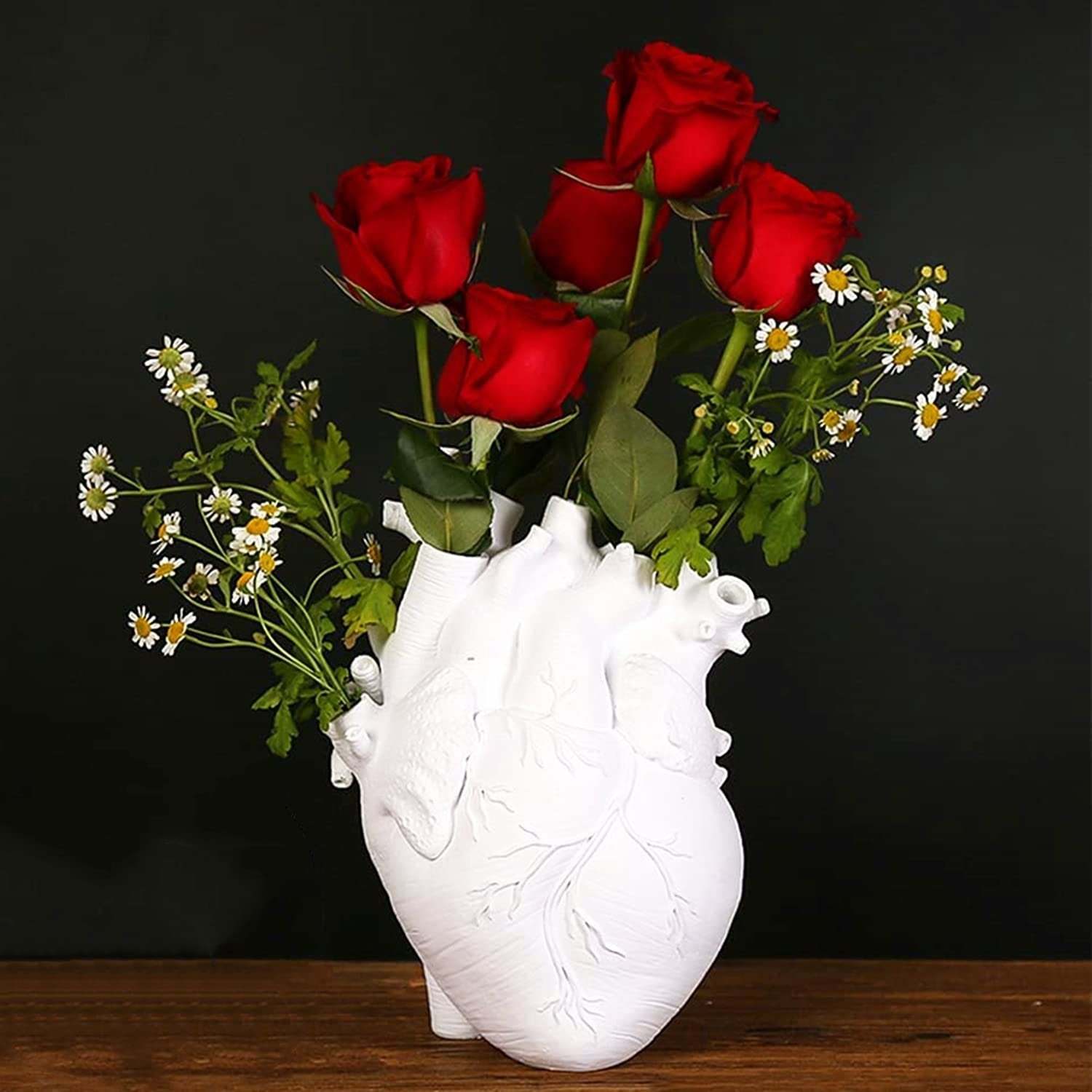 White Heart Irregular Creative Art Vase