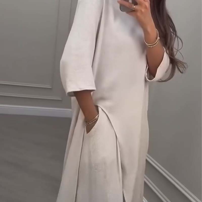 💕Women's Solid Color 2-Piece Set | Irregular Hem Top & Wide Leg Pants