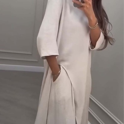 💕Women's Solid Color 2-Piece Set | Irregular Hem Top & Wide Leg Pants