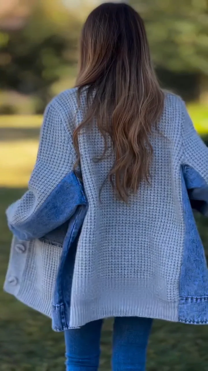 Women's Spliced Knit Coat | Textured Casual Longline Cardigan