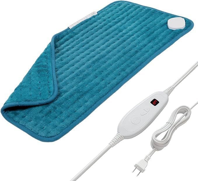 Heating Pad for Back Pain Relief, 12" x 24" Electric Heating Pads for Cramps, Back, Shoulder and Neck with 6 Heat Settings, Fast-Heating Technology, Auto Shut Off, UL Certification, Blue