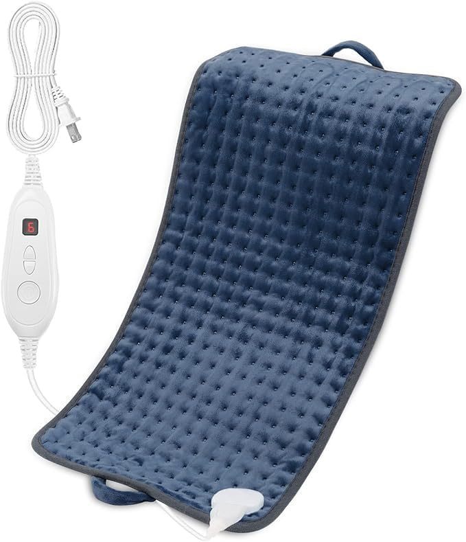 Heating Pad for Back Pain Relief, 12" x 24" Electric Heating Pads for Cramps, Back, Shoulder and Neck with 6 Heat Settings, Fast-Heating Technology, Auto Shut Off, UL Certification, Blue