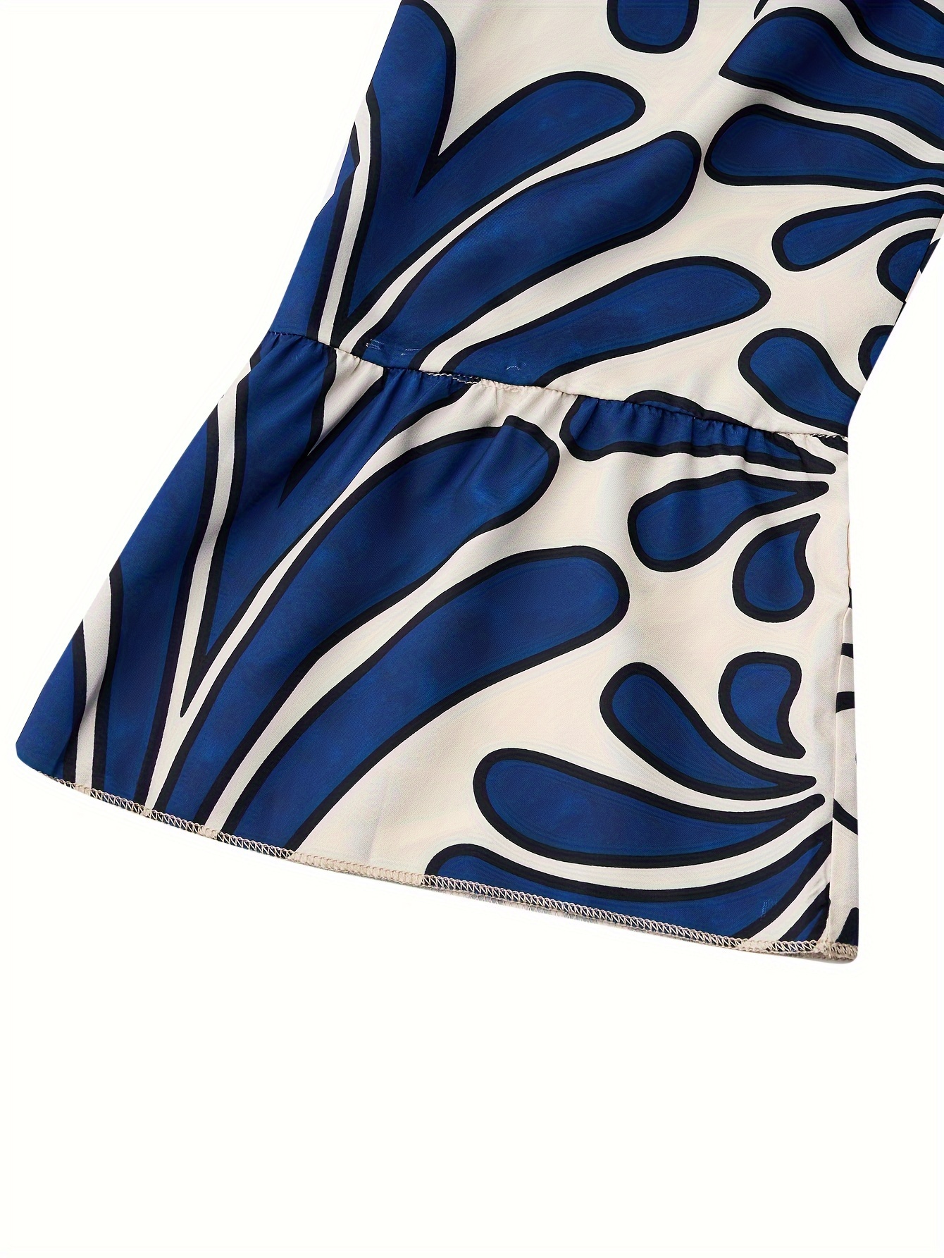 Plus Size Elegant Dress, Women's Plus Allover Print Bell Sleeve Button Up Mock Neck Maxi Smock Dress