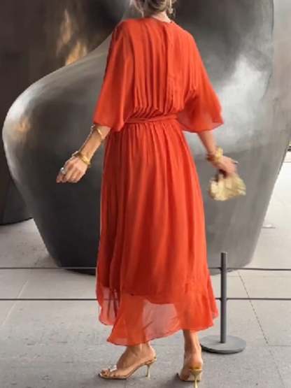 🎁Stylish and elegant V-neck chiffon dress