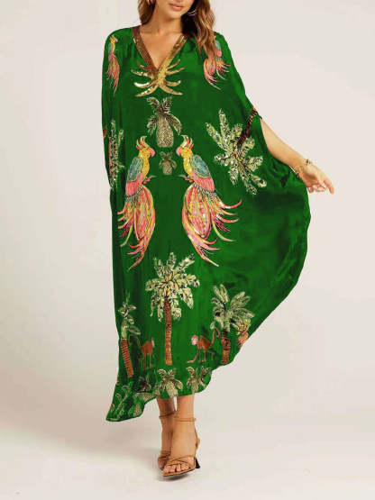 🎁This Week's Special Price $39.99💥V-neck Printed Loose Fashion Dress