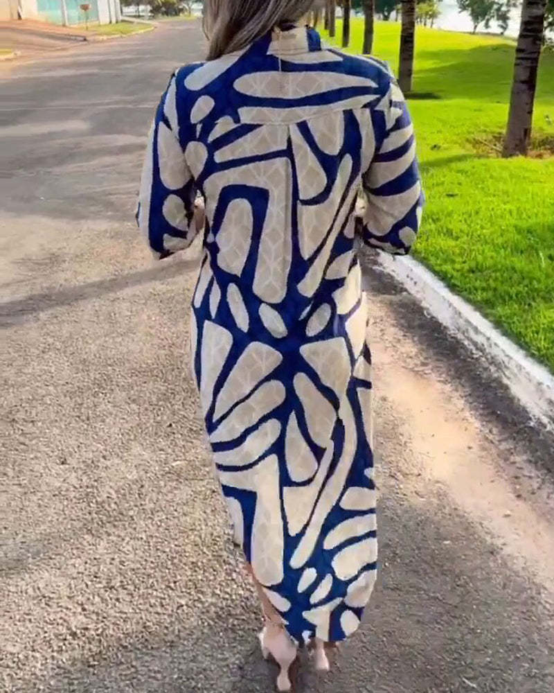 Fashion print shirt dress