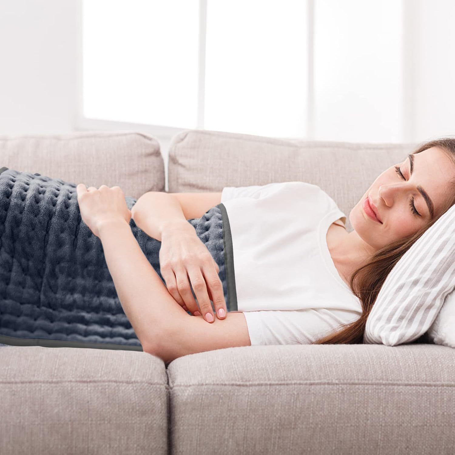 Heating Pad for Back Pain Relief, 12" x 24" Electric Heating Pads for Cramps, Back, Shoulder and Neck with 6 Heat Settings, Fast-Heating Technology, Auto Shut Off, UL Certification, Blue