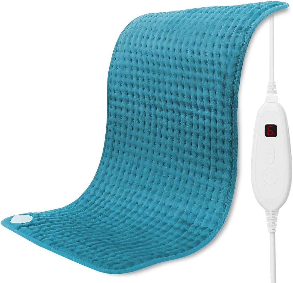 Heating Pad for Back Pain Relief, 12" x 24" Electric Heating Pads for Cramps, Back, Shoulder and Neck with 6 Heat Settings, Fast-Heating Technology, Auto Shut Off, UL Certification, Blue