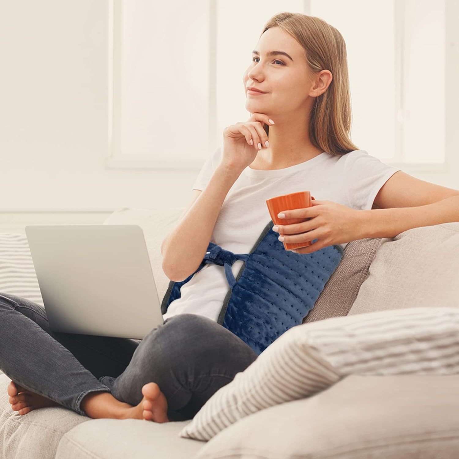 Heating Pad for Back Pain Relief, 12" x 24" Electric Heating Pads for Cramps, Back, Shoulder and Neck with 6 Heat Settings, Fast-Heating Technology, Auto Shut Off, UL Certification, Blue