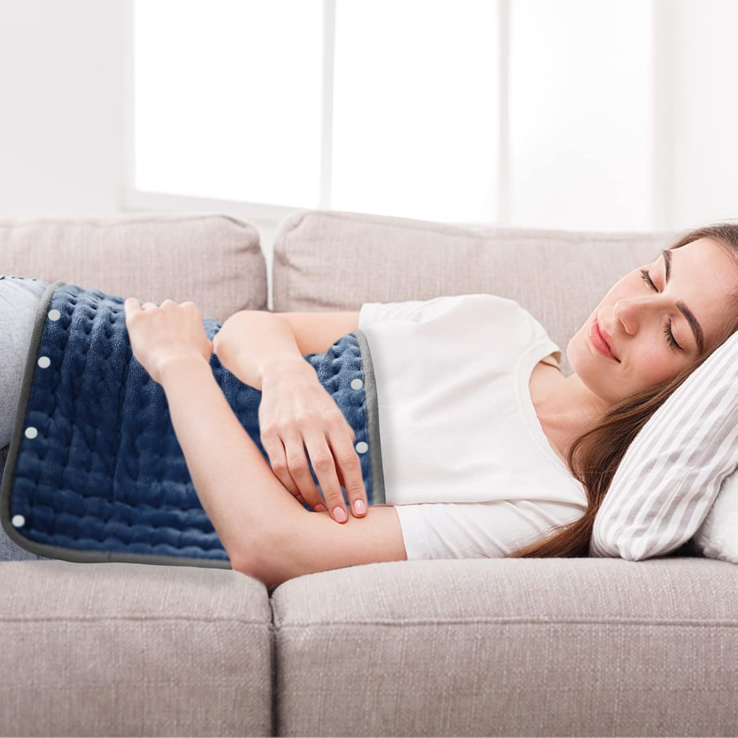 Heating Pad for Back Pain Relief, 12" x 24" Electric Heating Pads for Cramps, Back, Shoulder and Neck with 6 Heat Settings, Fast-Heating Technology, Auto Shut Off, UL Certification, Blue