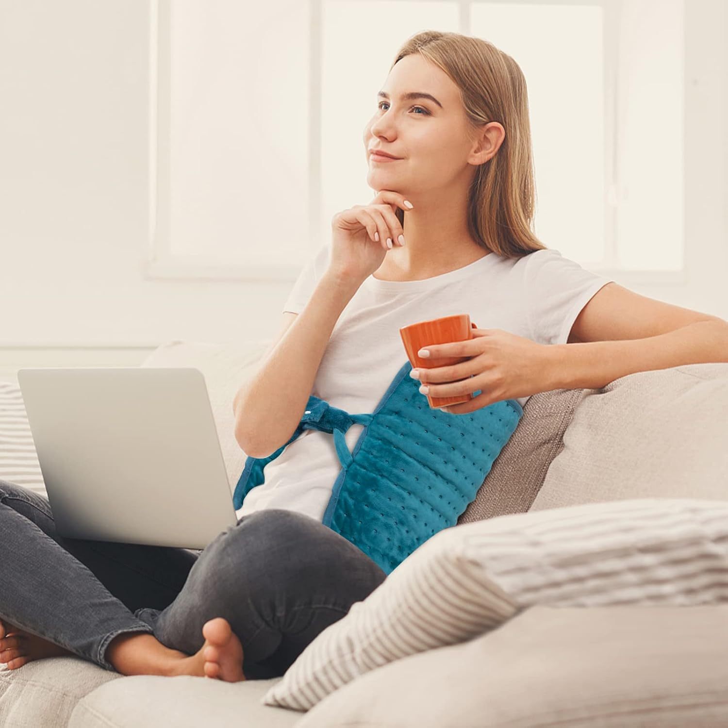 Heating Pad for Back Pain Relief, 12" x 24" Electric Heating Pads for Cramps, Back, Shoulder and Neck with 6 Heat Settings, Fast-Heating Technology, Auto Shut Off, UL Certification, Blue