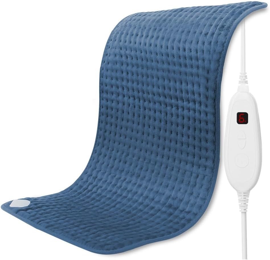 Heating Pad for Back Pain Relief, 12" x 24" Electric Heating Pads for Cramps, Back, Shoulder and Neck with 6 Heat Settings, Fast-Heating Technology, Auto Shut Off, UL Certification, Blue