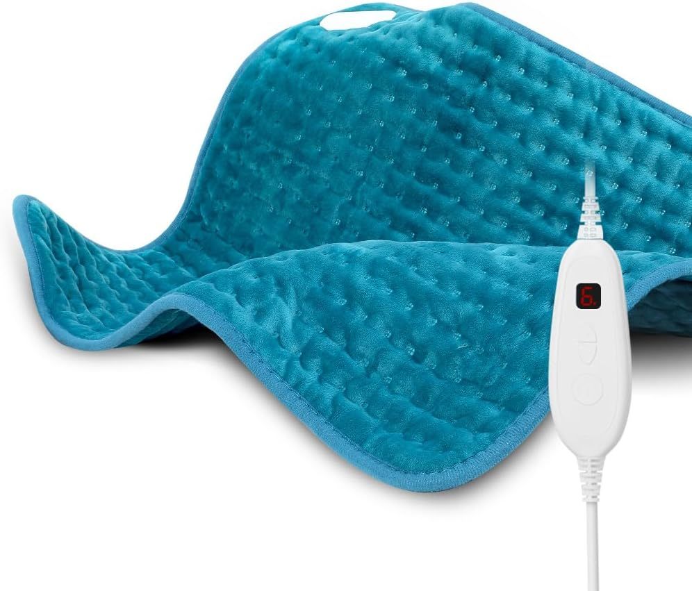 Heating Pad for Back Pain Relief, 12" x 24" Electric Heating Pads for Cramps, Back, Shoulder and Neck with 6 Heat Settings, Fast-Heating Technology, Auto Shut Off, UL Certification, Blue