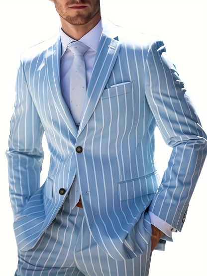 Men's Tops Single Breasted Two Button Plaid Suit Jacket Casual Slim Suit