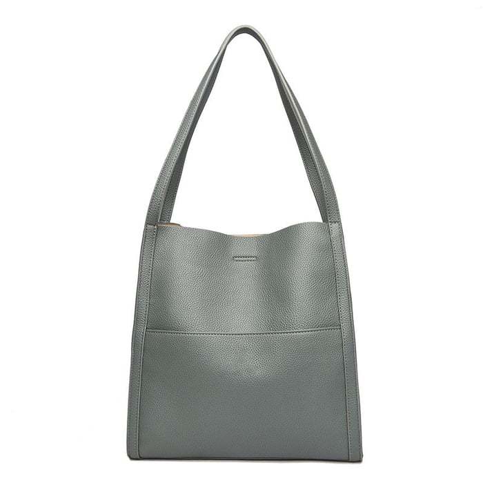 ⏰Solid color genuine leather shoulder bag
