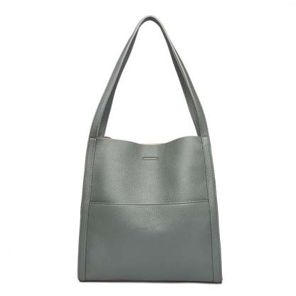 ⏰Solid color genuine leather shoulder bag