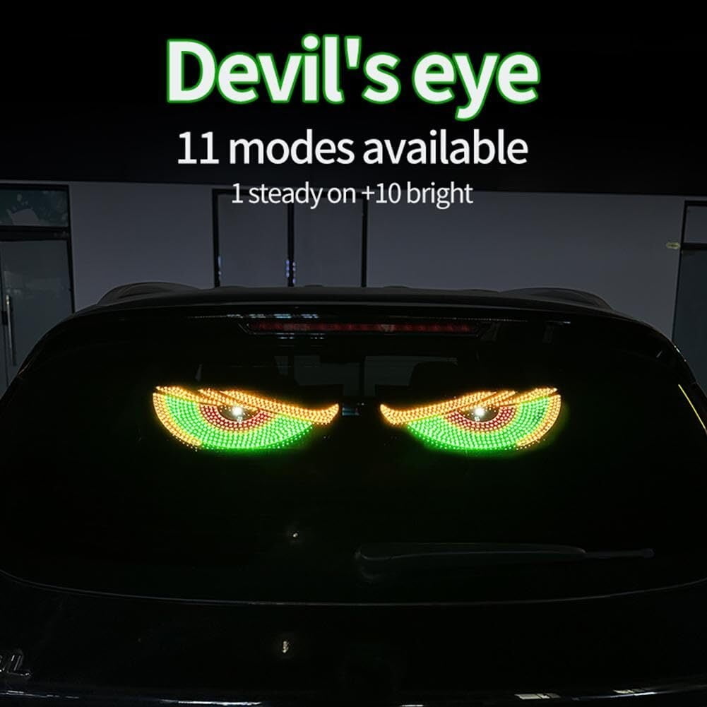 USB Dynamic Big Devil Eyes Light for Cars, Devil Eyes Light for Car Windshield, Flexible Dynamic LED Car Devil's Eyes Window Screen LED Display for Car Truck Window 