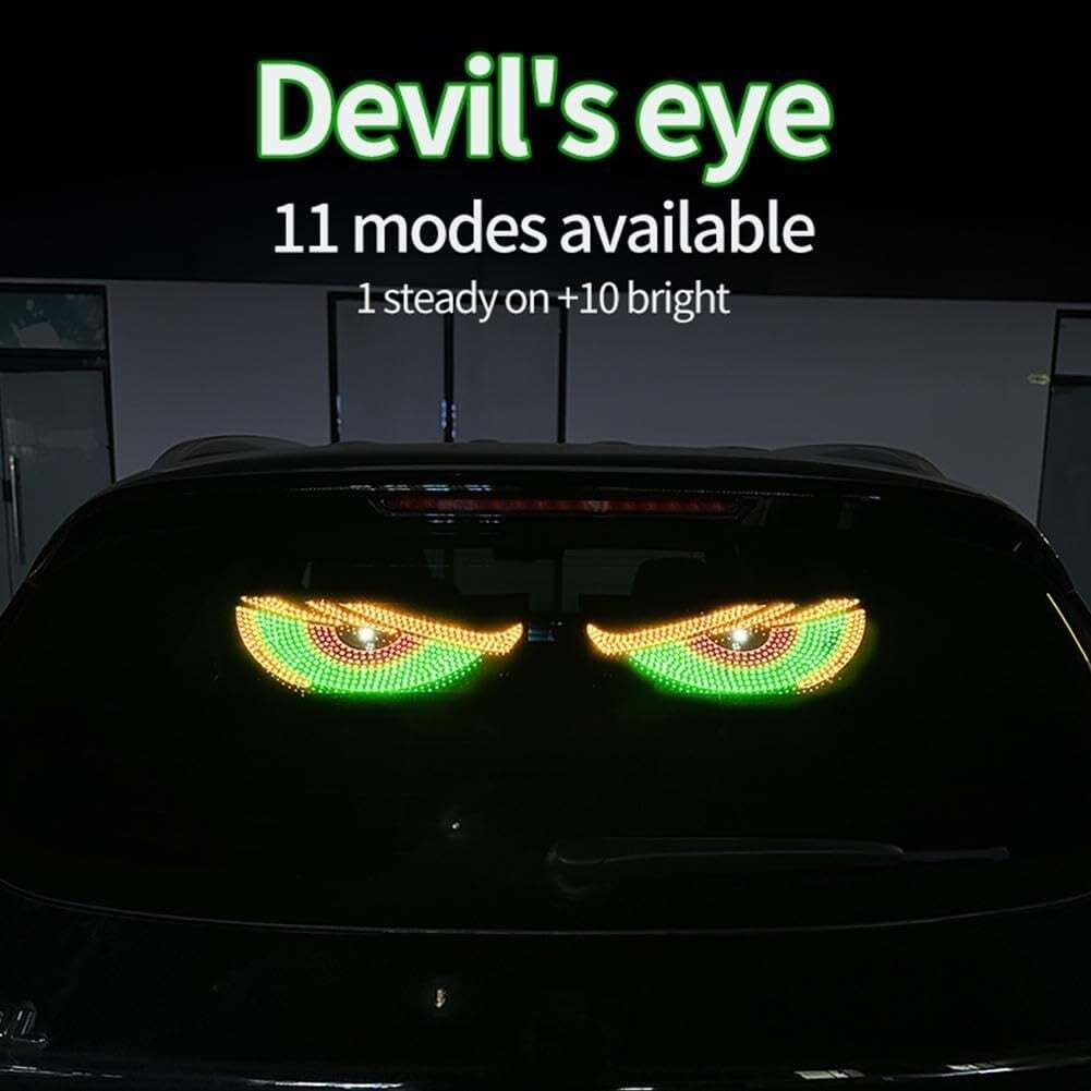 USB Dynamic Big Devil Eyes Light for Cars, Devil Eyes Light for Car Windshield, Flexible Dynamic LED Car Devil's Eyes Window Screen LED Display for Car Truck Window 