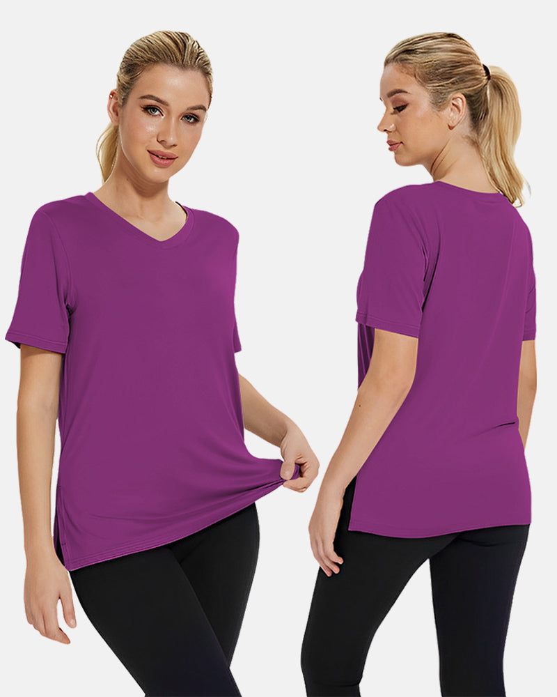 Women's Plus Size Basic Short Sleeve V-Neck T-Shirts