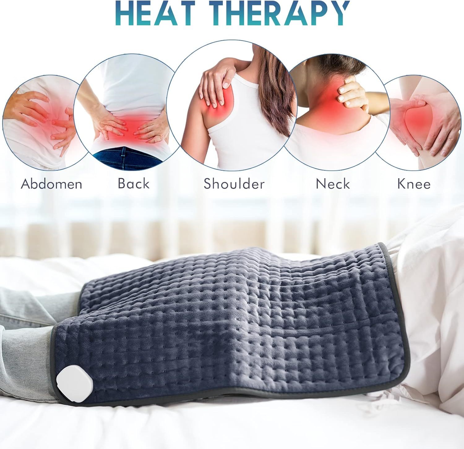 Heating Pad for Back Pain Relief, 12" x 24" Electric Heating Pads for Cramps, Back, Shoulder and Neck with 6 Heat Settings, Fast-Heating Technology, Auto Shut Off, UL Certification, Blue