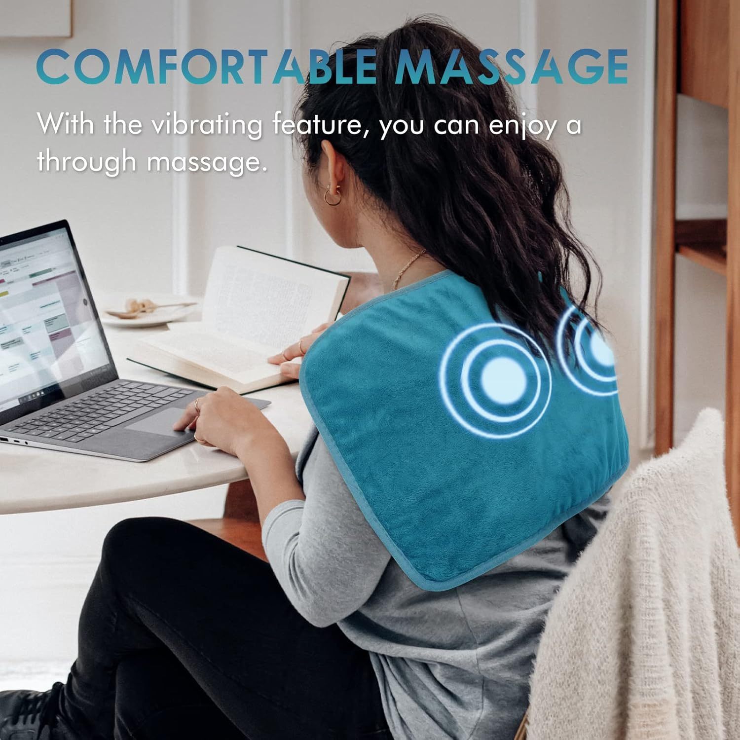 Heating Pad for Back Pain Relief, 12" x 24" Electric Heating Pads for Cramps, Back, Shoulder and Neck with 6 Heat Settings, Fast-Heating Technology, Auto Shut Off, UL Certification, Blue