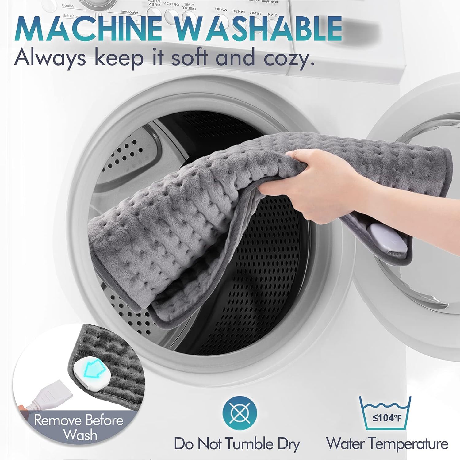 Heating Pad for Back Pain Relief, 12" x 24" Electric Heating Pads for Cramps, Back, Shoulder and Neck with 6 Heat Settings, Fast-Heating Technology, Auto Shut Off, UL Certification, Blue