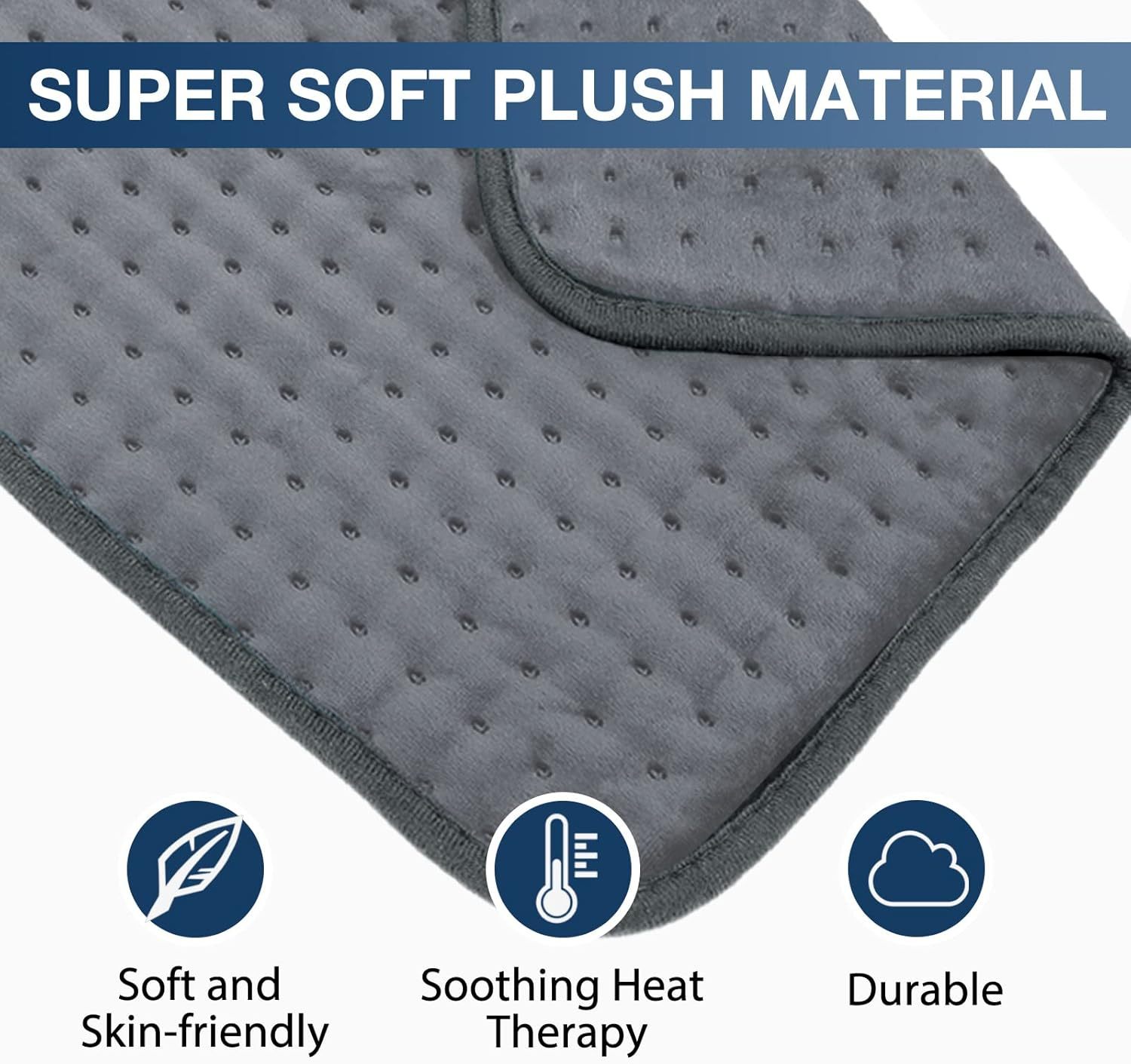 Heating Pad for Back Pain Relief, 12" x 24" Electric Heating Pads for Cramps, Back, Shoulder and Neck with 6 Heat Settings, Fast-Heating Technology, Auto Shut Off, UL Certification, Blue