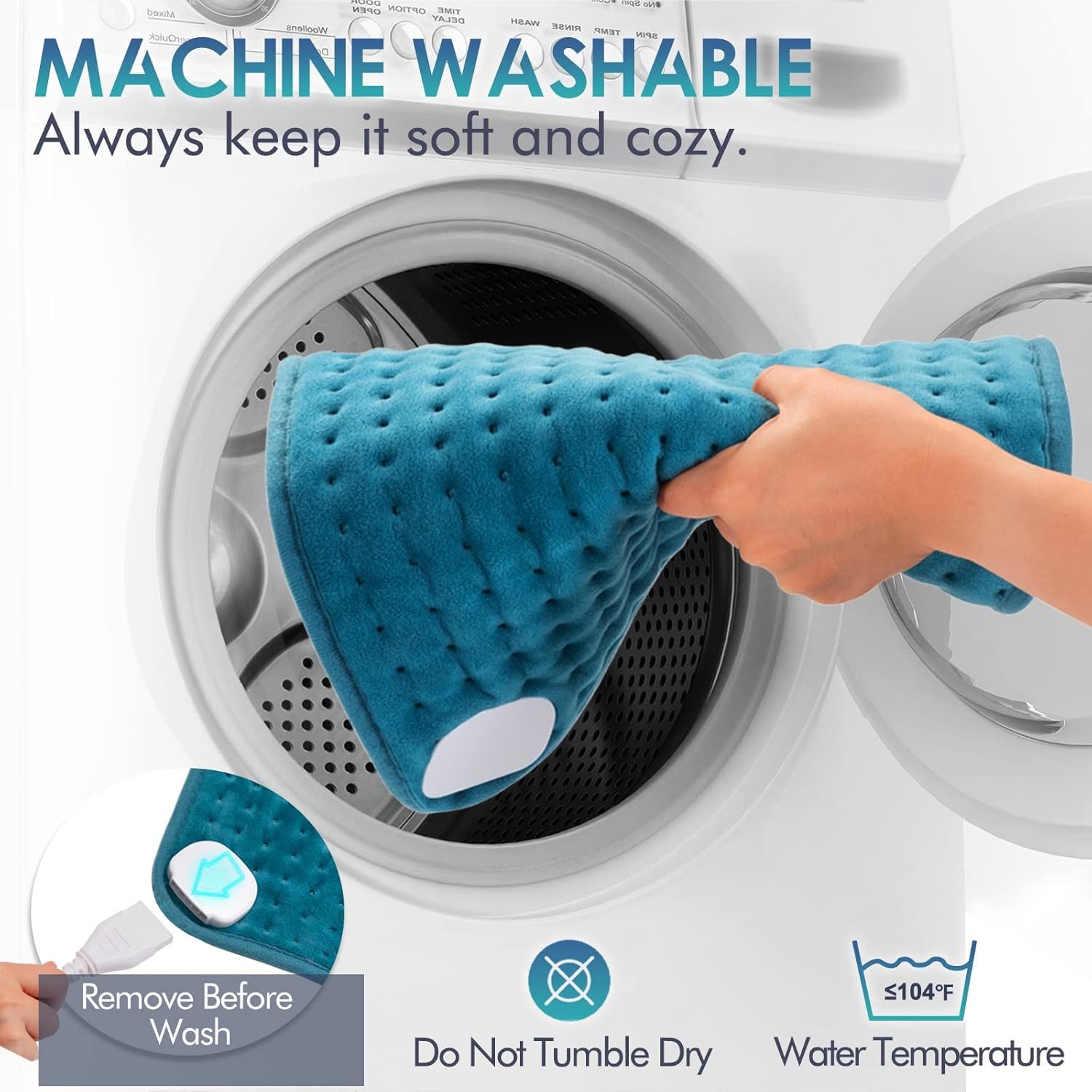 Heating Pad for Back Pain Relief, 12" x 24" Electric Heating Pads for Cramps, Back, Shoulder and Neck with 6 Heat Settings, Fast-Heating Technology, Auto Shut Off, UL Certification, Blue