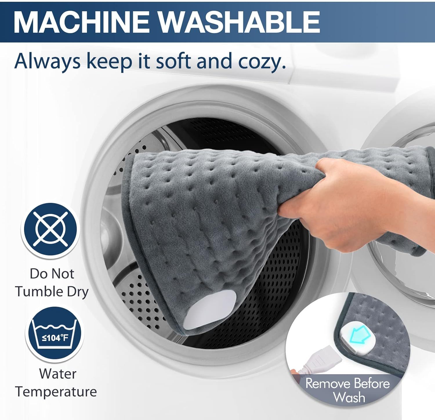 Heating Pad for Back Pain Relief, 12" x 24" Electric Heating Pads for Cramps, Back, Shoulder and Neck with 6 Heat Settings, Fast-Heating Technology, Auto Shut Off, UL Certification, Blue