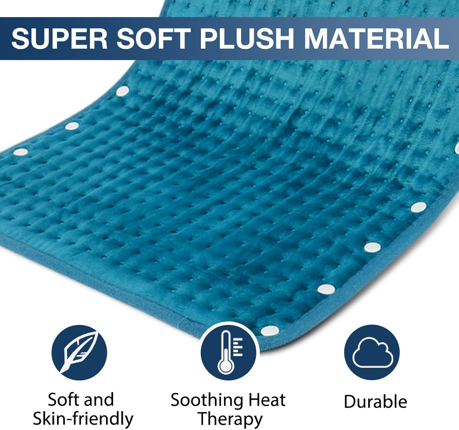 Heating Pad for Back Pain Relief, 12" x 24" Electric Heating Pads for Cramps, Back, Shoulder and Neck with 6 Heat Settings, Fast-Heating Technology, Auto Shut Off, UL Certification, Blue