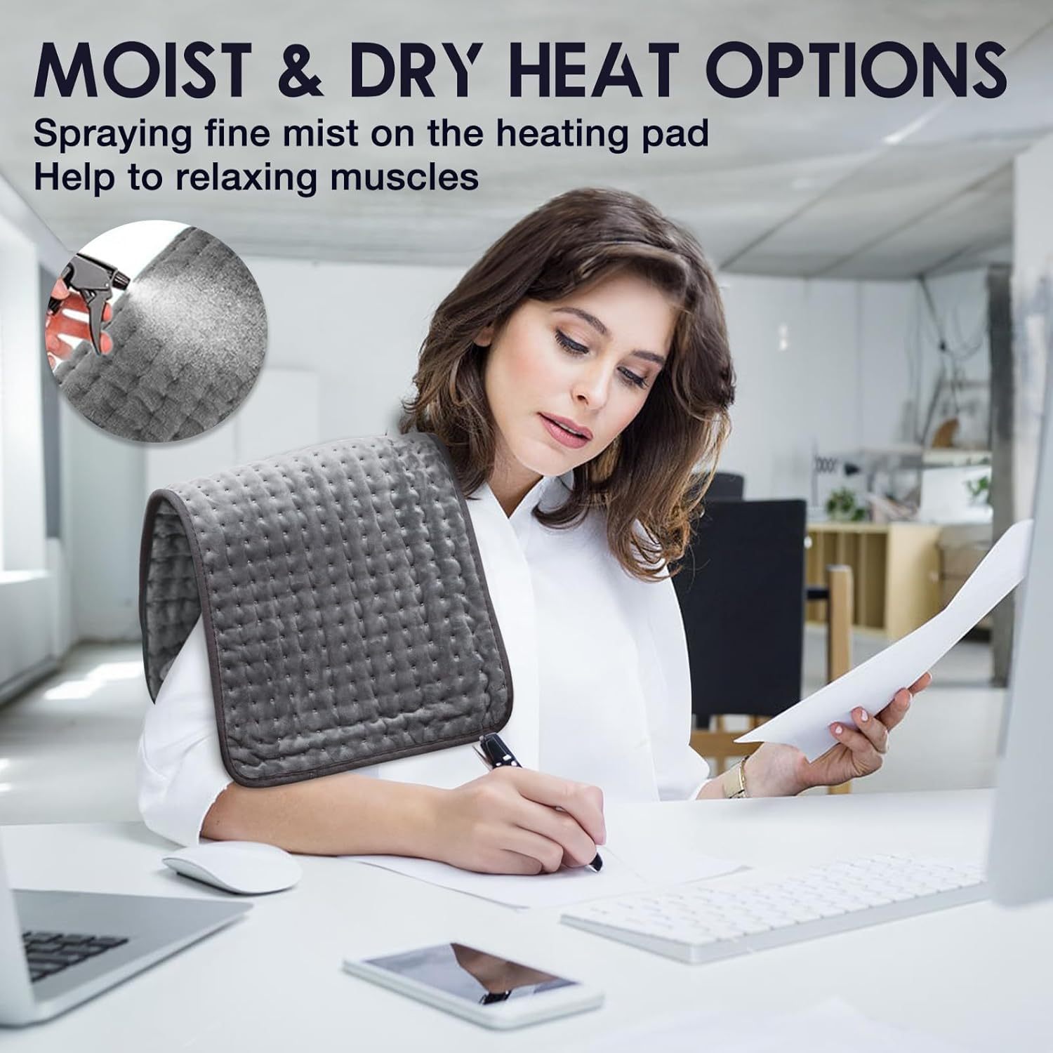 Heating Pad for Back Pain Relief, 12" x 24" Electric Heating Pads for Cramps, Back, Shoulder and Neck with 6 Heat Settings, Fast-Heating Technology, Auto Shut Off, UL Certification, Blue