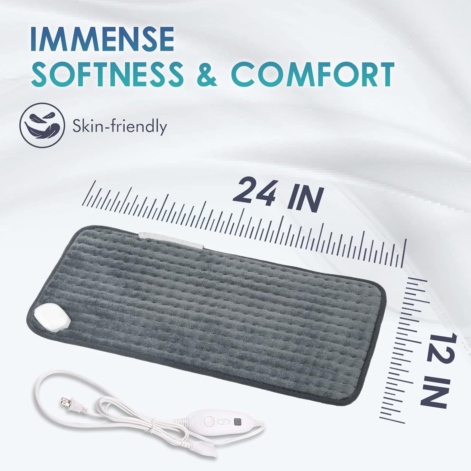 Heating Pad for Back Pain Relief, 12" x 24" Electric Heating Pads for Cramps, Back, Shoulder and Neck with 6 Heat Settings, Fast-Heating Technology, Auto Shut Off, UL Certification, Blue