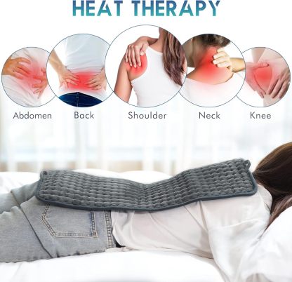 Heating Pad for Back Pain Relief, 12" x 24" Electric Heating Pads for Cramps, Back, Shoulder and Neck with 6 Heat Settings, Fast-Heating Technology, Auto Shut Off, UL Certification, Blue