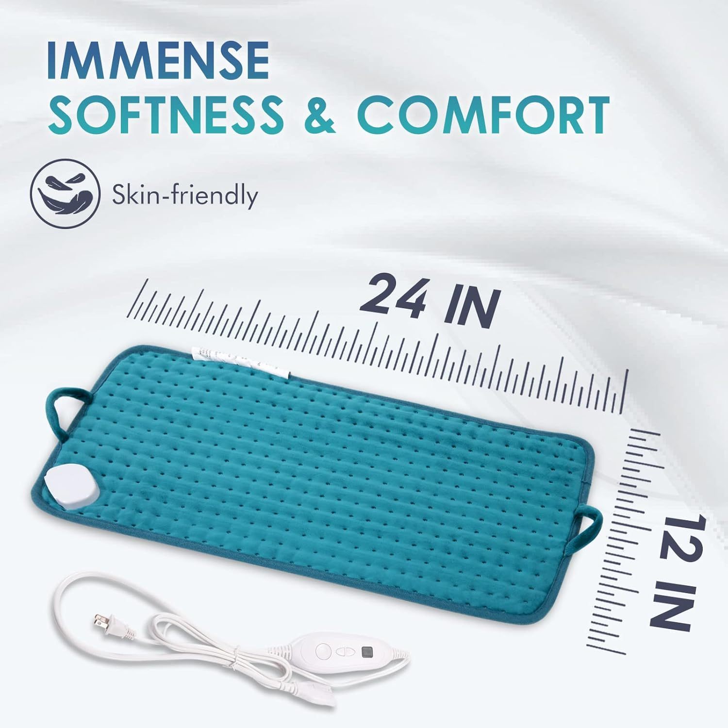 Heating Pad for Back Pain Relief, 12" x 24" Electric Heating Pads for Cramps, Back, Shoulder and Neck with 6 Heat Settings, Fast-Heating Technology, Auto Shut Off, UL Certification, Blue