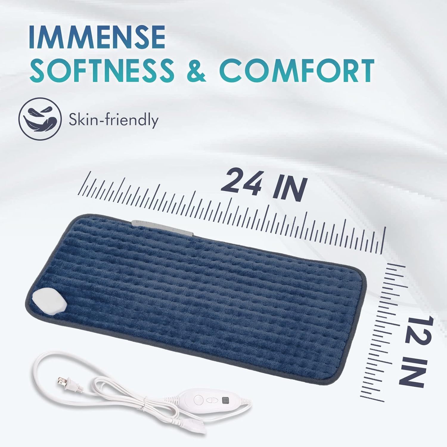 Heating Pad for Back Pain Relief, 12" x 24" Electric Heating Pads for Cramps, Back, Shoulder and Neck with 6 Heat Settings, Fast-Heating Technology, Auto Shut Off, UL Certification, Blue