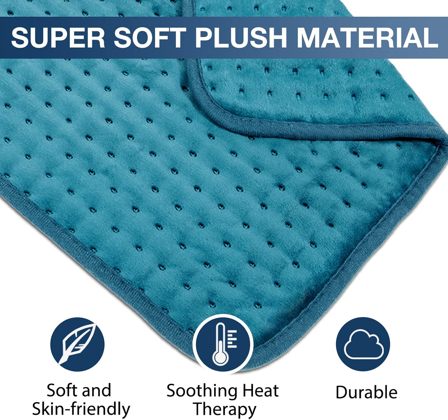 Heating Pad for Back Pain Relief, 12" x 24" Electric Heating Pads for Cramps, Back, Shoulder and Neck with 6 Heat Settings, Fast-Heating Technology, Auto Shut Off, UL Certification, Blue