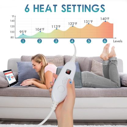 Heating Pad for Back Pain Relief, 12" x 24" Electric Heating Pads for Cramps, Back, Shoulder and Neck with 6 Heat Settings, Fast-Heating Technology, Auto Shut Off, UL Certification, Blue