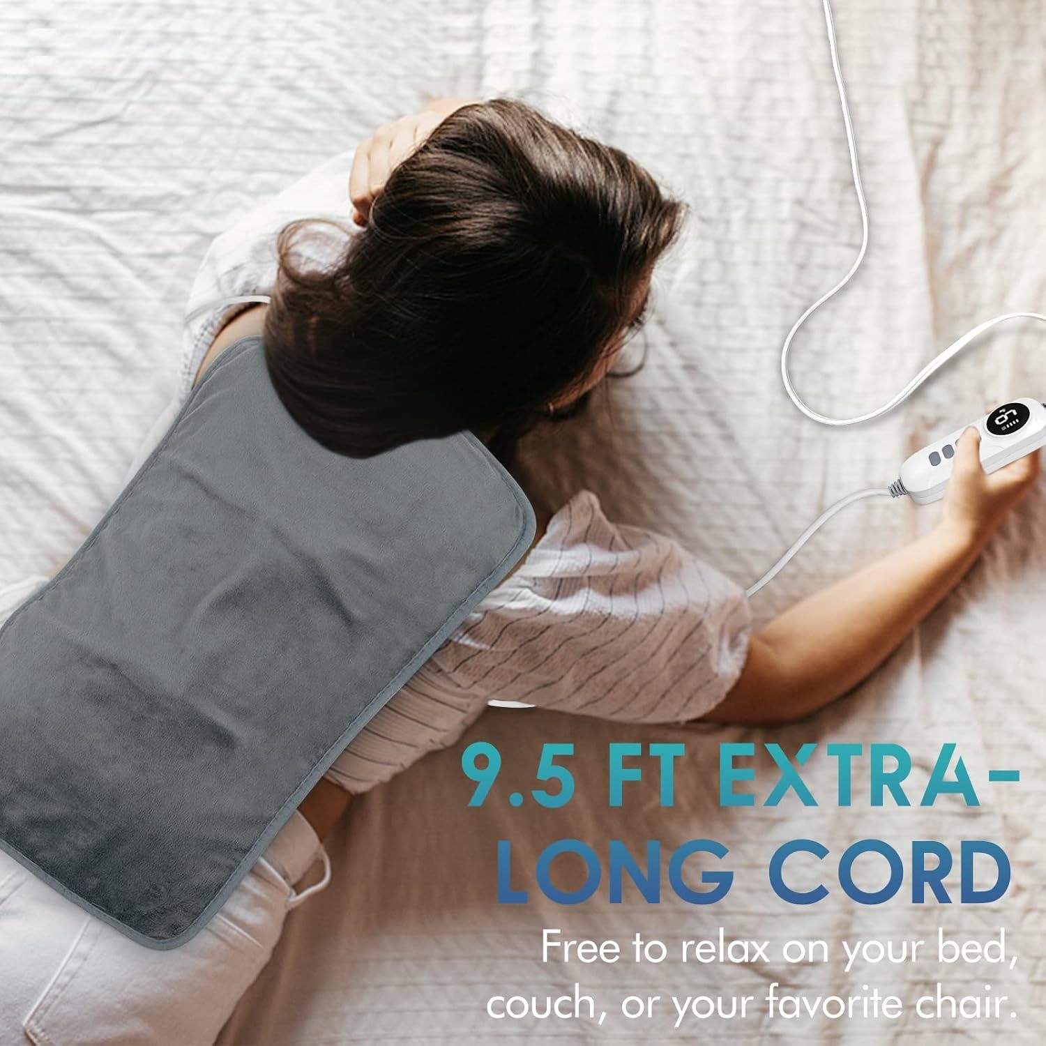 Heating Pad for Back Pain Relief, 12" x 24" Electric Heating Pads for Cramps, Back, Shoulder and Neck with 6 Heat Settings, Fast-Heating Technology, Auto Shut Off, UL Certification, Blue