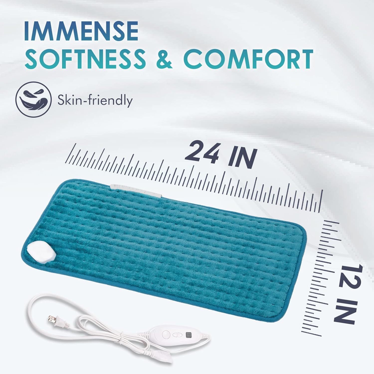 Heating Pad for Back Pain Relief, 12" x 24" Electric Heating Pads for Cramps, Back, Shoulder and Neck with 6 Heat Settings, Fast-Heating Technology, Auto Shut Off, UL Certification, Blue