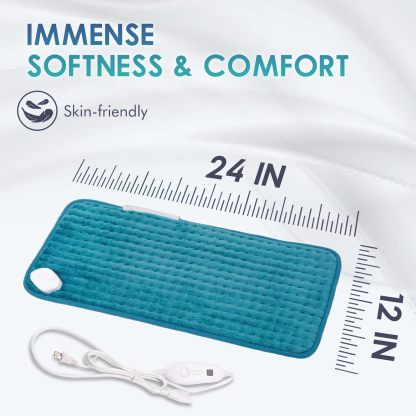 Heating Pad for Back Pain Relief, 12" x 24" Electric Heating Pads for Cramps, Back, Shoulder and Neck with 6 Heat Settings, Fast-Heating Technology, Auto Shut Off, UL Certification, Blue