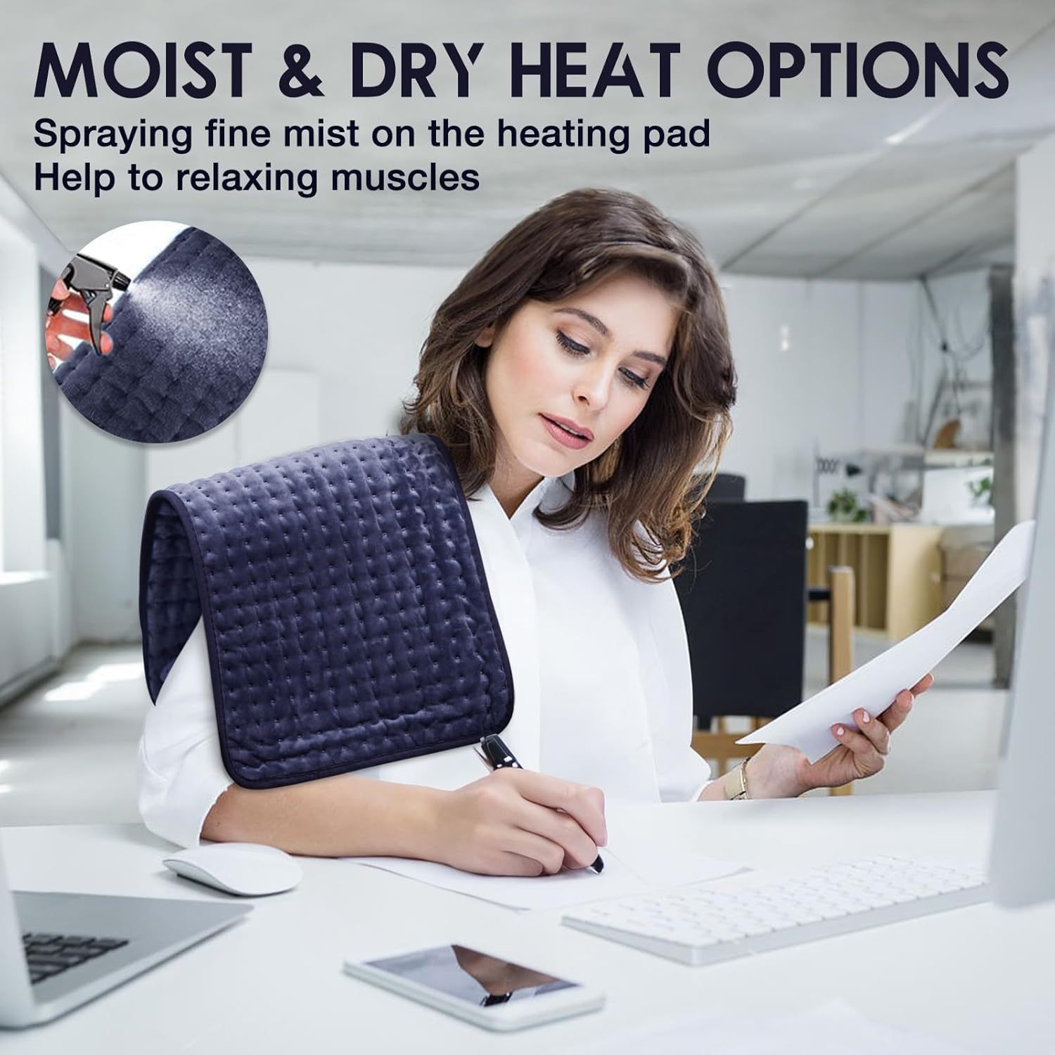 Heating Pad for Back Pain Relief, 12" x 24" Electric Heating Pads for Cramps, Back, Shoulder and Neck with 6 Heat Settings, Fast-Heating Technology, Auto Shut Off, UL Certification, Blue