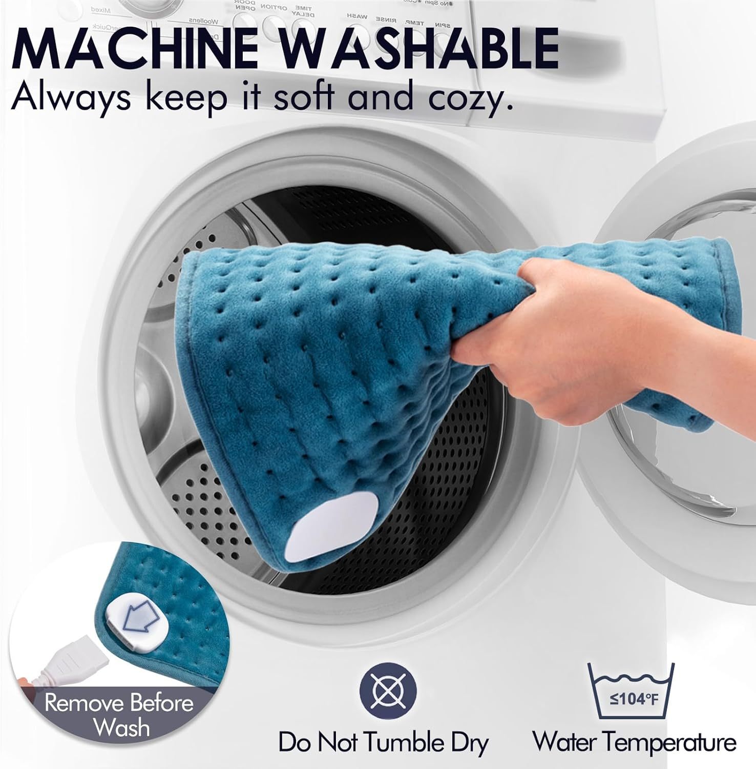 Heating Pad for Back Pain Relief, 12" x 24" Electric Heating Pads for Cramps, Back, Shoulder and Neck with 6 Heat Settings, Fast-Heating Technology, Auto Shut Off, UL Certification, Blue