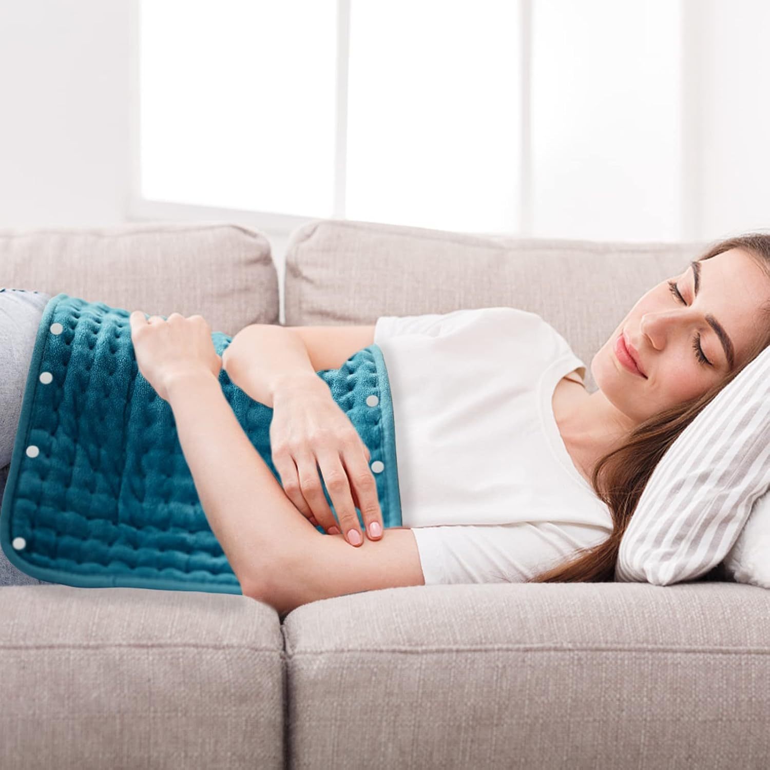 Heating Pad for Back Pain Relief, 12" x 24" Electric Heating Pads for Cramps, Back, Shoulder and Neck with 6 Heat Settings, Fast-Heating Technology, Auto Shut Off, UL Certification, Blue