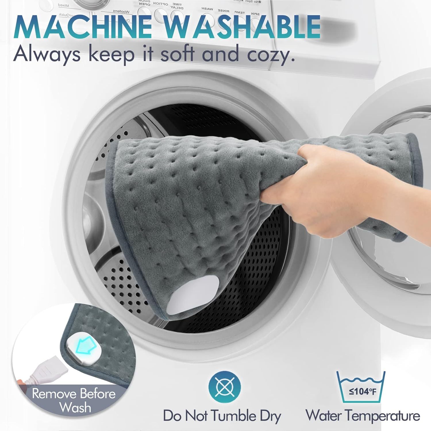 Heating Pad for Back Pain Relief, 12" x 24" Electric Heating Pads for Cramps, Back, Shoulder and Neck with 6 Heat Settings, Fast-Heating Technology, Auto Shut Off, UL Certification, Blue