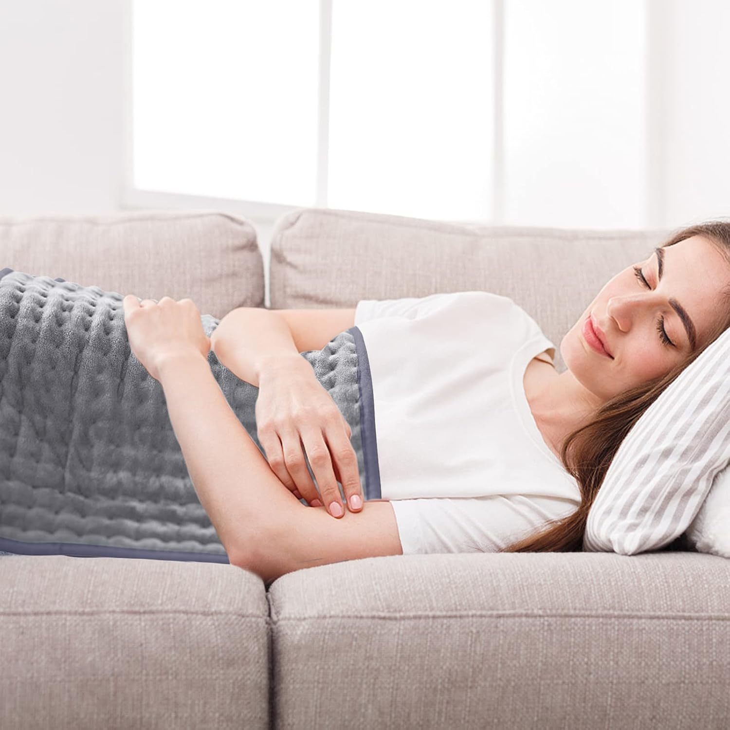 Heating Pad for Back Pain Relief, 12" x 24" Electric Heating Pads for Cramps, Back, Shoulder and Neck with 6 Heat Settings, Fast-Heating Technology, Auto Shut Off, UL Certification, Blue